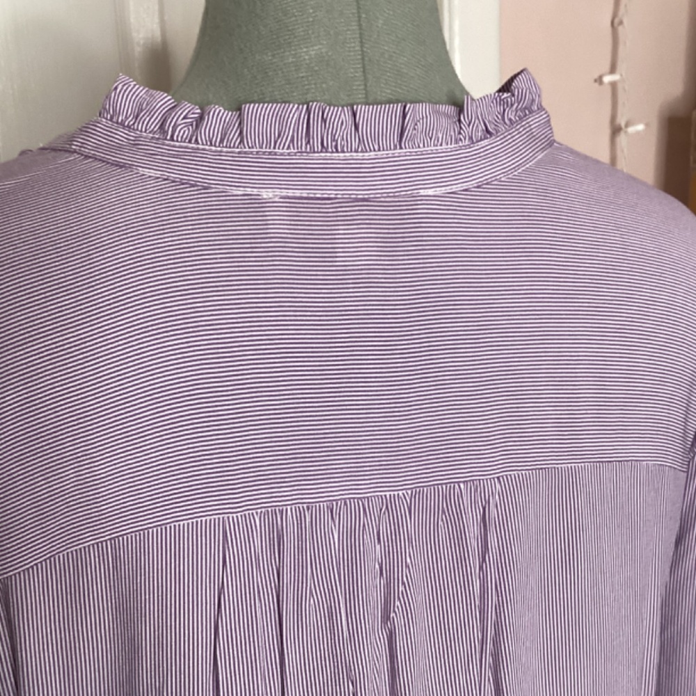 Loft Purple Striped Button Down Blouse - image 5